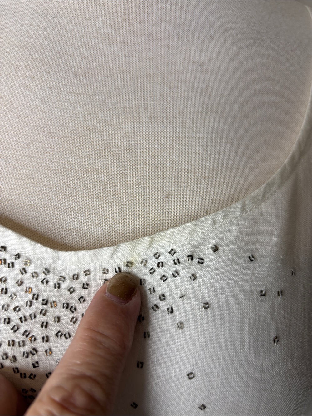 Eileen Fisher White Sleeveless Embellished Linen Mini Dress - Picture 4 of 11